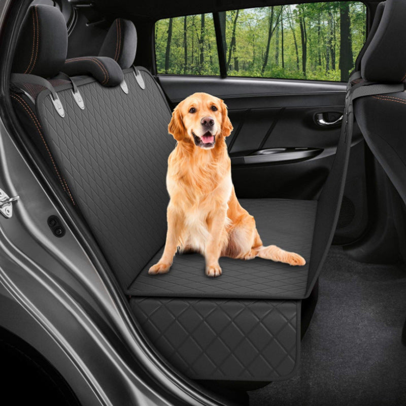 Dog Car Seat Cover with Mesh Window – Pet Hammock Protector for Back Seat, with Zipper & Storage Pocket for Travel