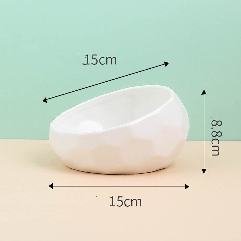 Ceramic Pet Bowl – Tilted Mouth Design for Cats & Small Dogs, Anti-Slip & Easy to Eat