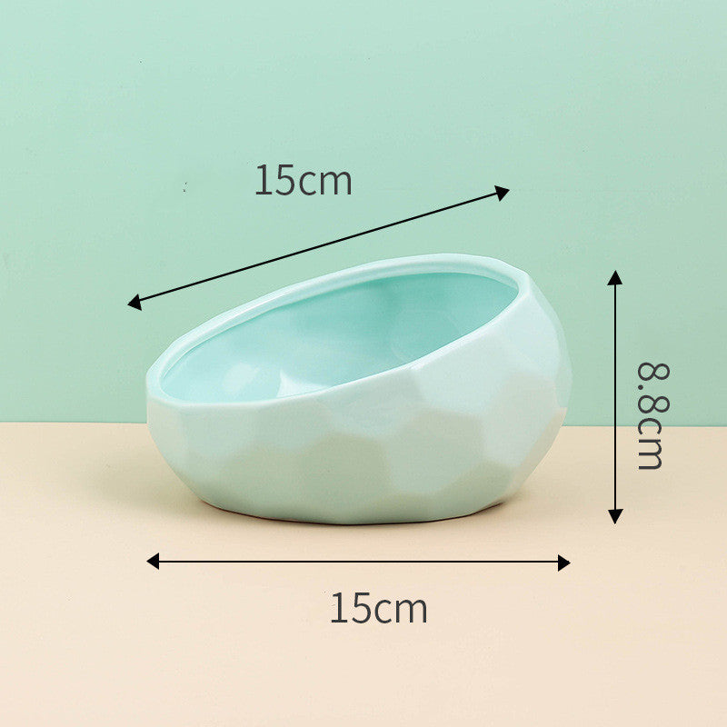 Ceramic Pet Bowl – Tilted Mouth Design for Cats & Small Dogs, Anti-Slip & Easy to Eat