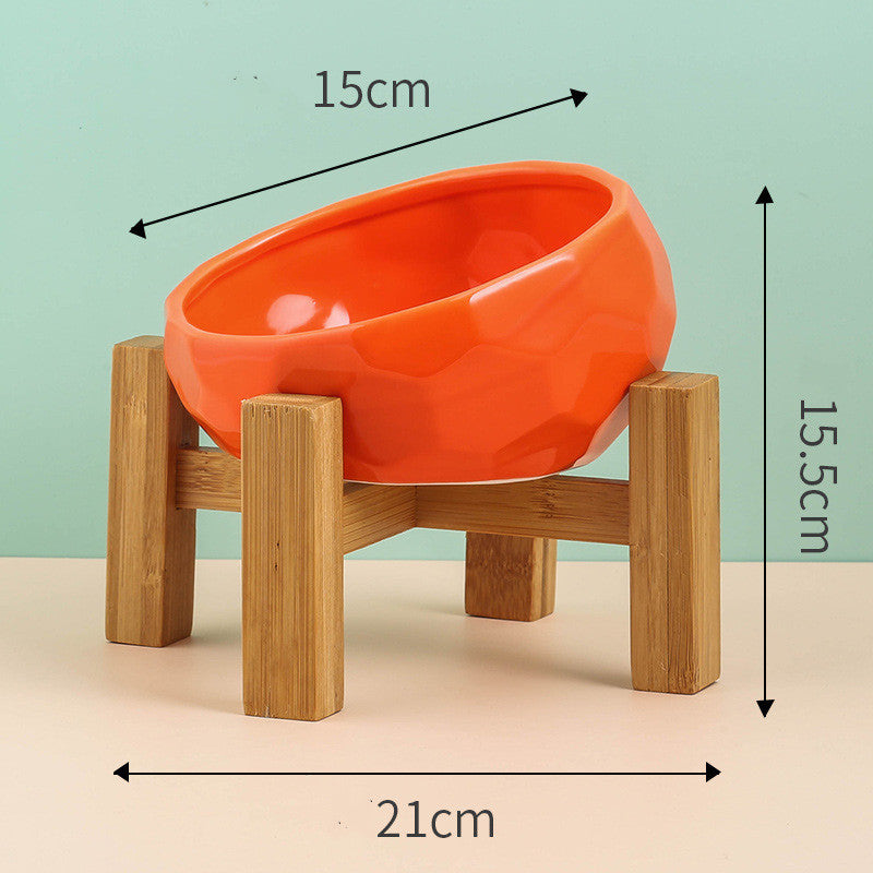Ceramic Pet Bowl – Tilted Mouth Design for Cats & Small Dogs, Anti-Slip & Easy to Eat