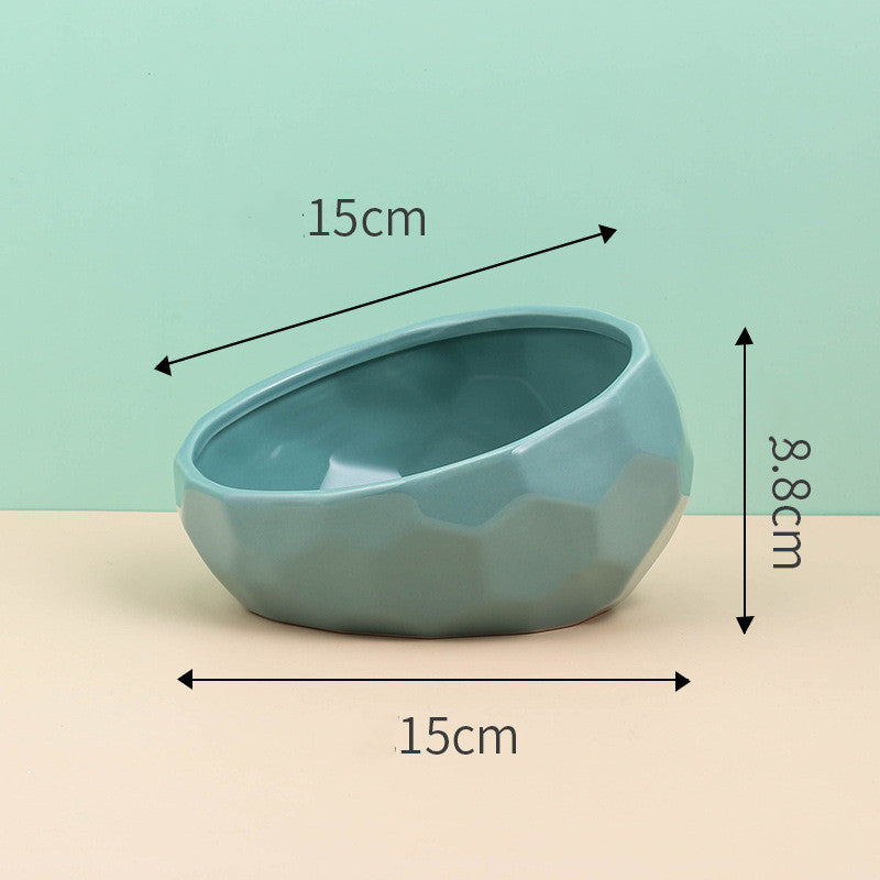 Ceramic Pet Bowl – Tilted Mouth Design for Cats & Small Dogs, Anti-Slip & Easy to Eat