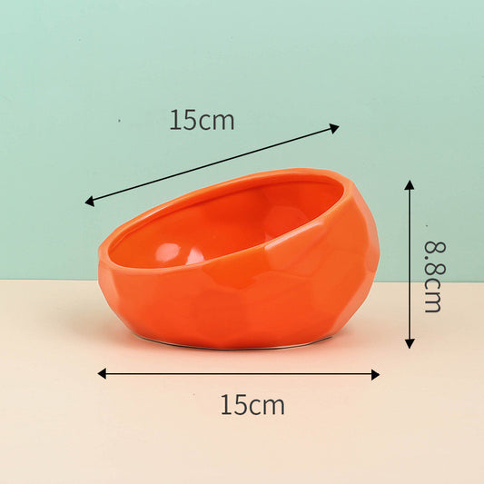 Ceramic Pet Bowl – Tilted Mouth Design for Cats & Small Dogs, Anti-Slip & Easy to Eat