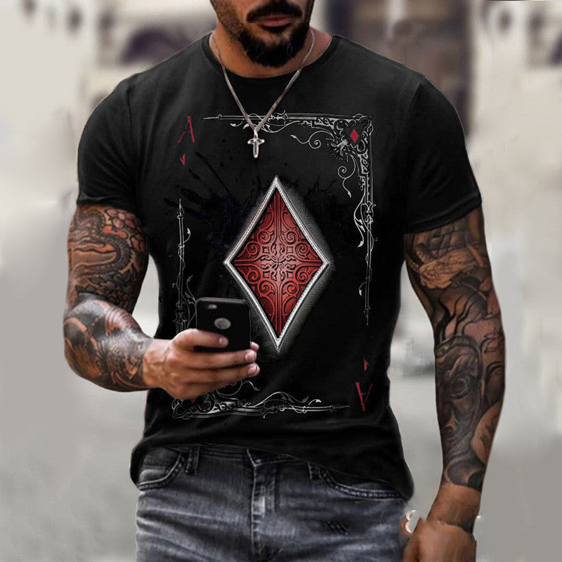 Men's T-Shirt with Playing Card Print Design