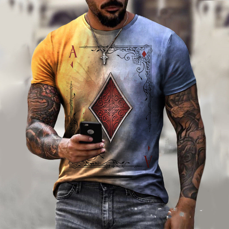 Men's T-Shirt with Playing Card Print Design