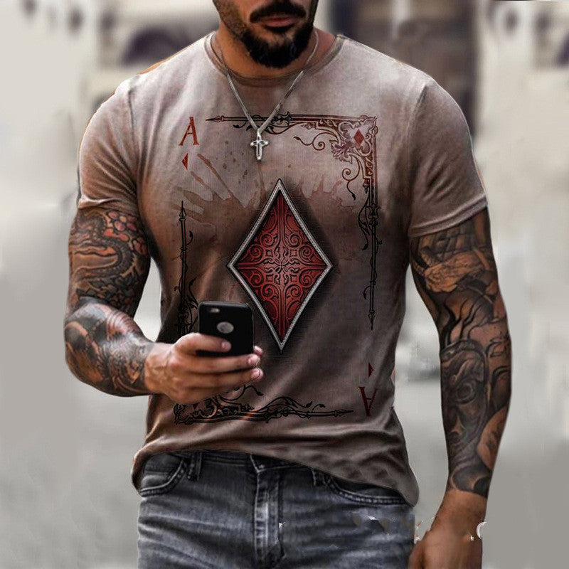 Men's T-Shirt with Playing Card Print Design