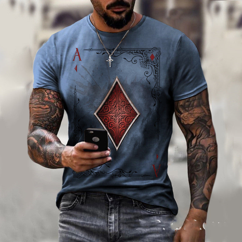 Men's T-Shirt with Playing Card Print Design