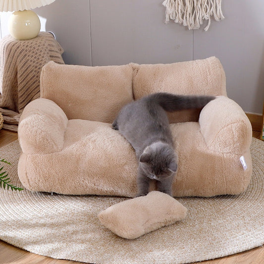 Luxury Plush Cat Bed Sofa – Winter Warm Nest for Cats & Small Dogs, Soft & Cozy Pet Bed