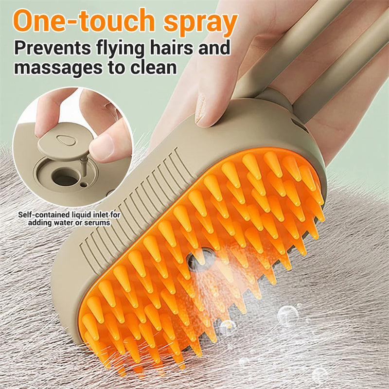 3-in-1 Electric Steam Pet Brush – Hair Removal, Massage & Grooming Comb for Cats & Dogs