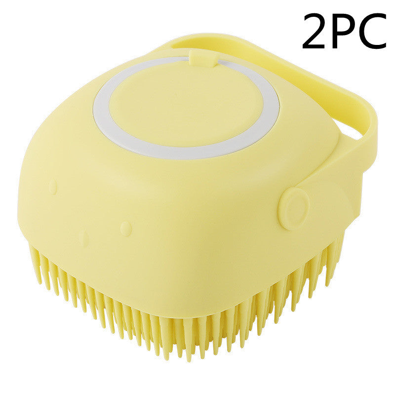 Silicone Pet Bath & Massage Gloves – 2-in-1 Grooming Brush with Shampoo Dispenser for Dogs & Cats