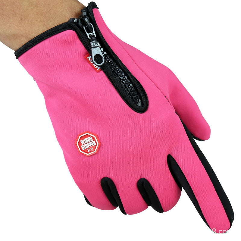 Touchscreen Full-Finger Winter Ski Gloves with Zipper