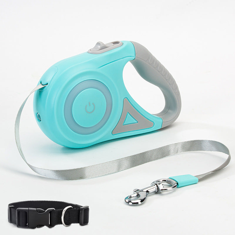 Retractable Dog Leash with Collar – Auto Traction Rope with Spotlight for Small & Medium Dogs
