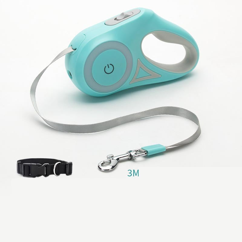 Retractable Dog Leash with Collar – Auto Traction Rope with Spotlight for Small & Medium Dogs