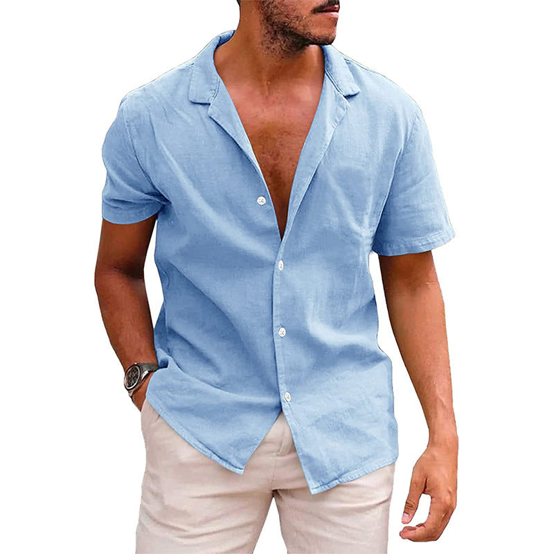 Men's Casual Short Sleeve Button-Down Beach Shirt – Summer Wear