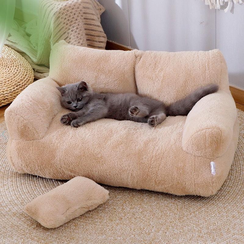 Luxury Plush Cat Bed Sofa – Winter Warm Nest for Cats & Small Dogs, Soft & Cozy Pet Bed