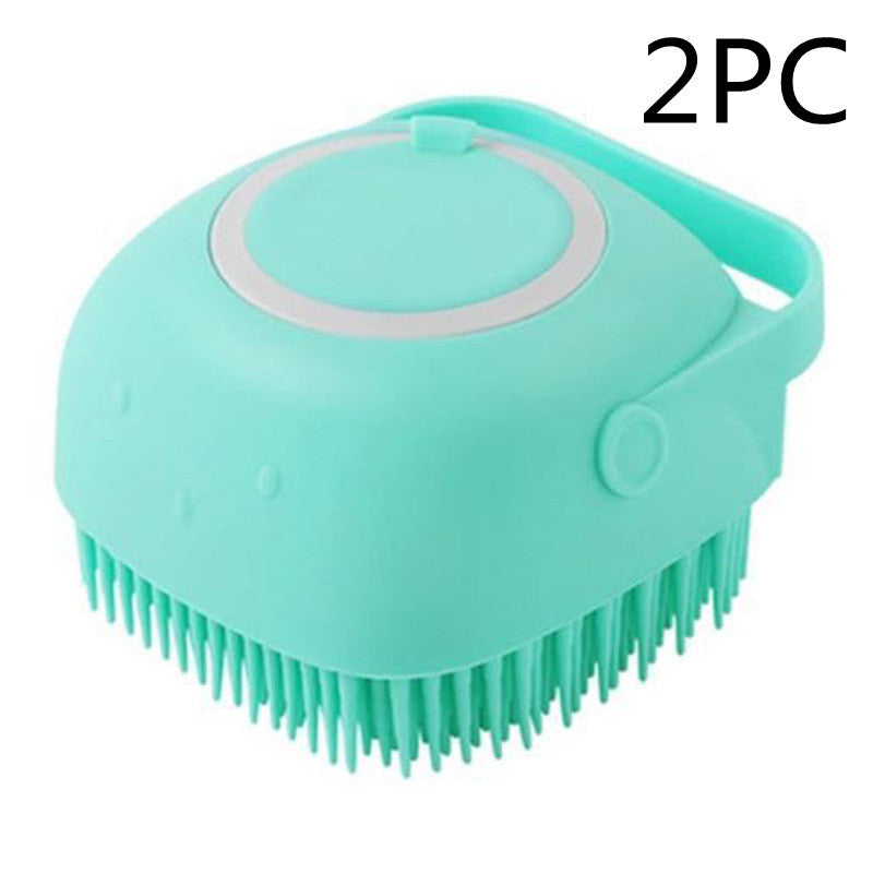 Silicone Pet Bath & Massage Gloves – 2-in-1 Grooming Brush with Shampoo Dispenser for Dogs & Cats