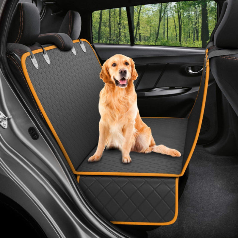 Dog Car Seat Cover with Mesh Window – Pet Hammock Protector for Back Seat, with Zipper & Storage Pocket for Travel