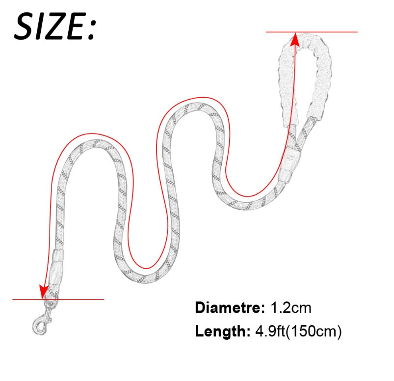 Reflective Nylon Dog Leash – Durable Rope for Small, Medium & Large Dogs, Ideal for Walking & Training