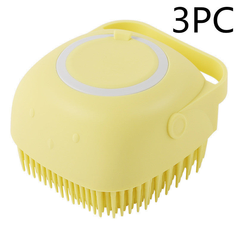 Silicone Pet Bath & Massage Gloves – 2-in-1 Grooming Brush with Shampoo Dispenser for Dogs & Cats