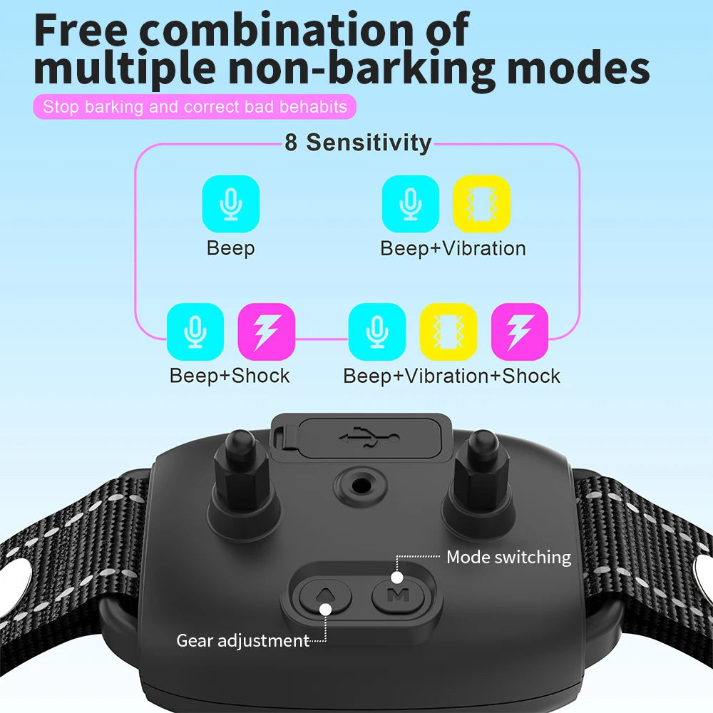 Smart Rechargeable Anti-Bark Dog Collar – HD Display, Waterproof, Bark Control Training Device for All Dog Sizes