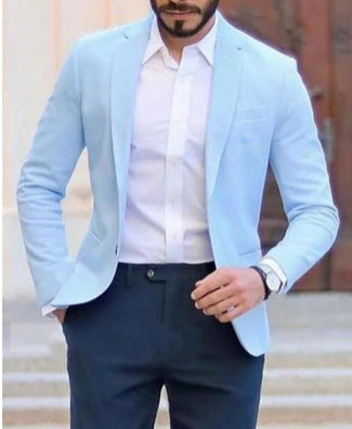 Casual Blazer Jacket in Solid Cotton-Linen Blend