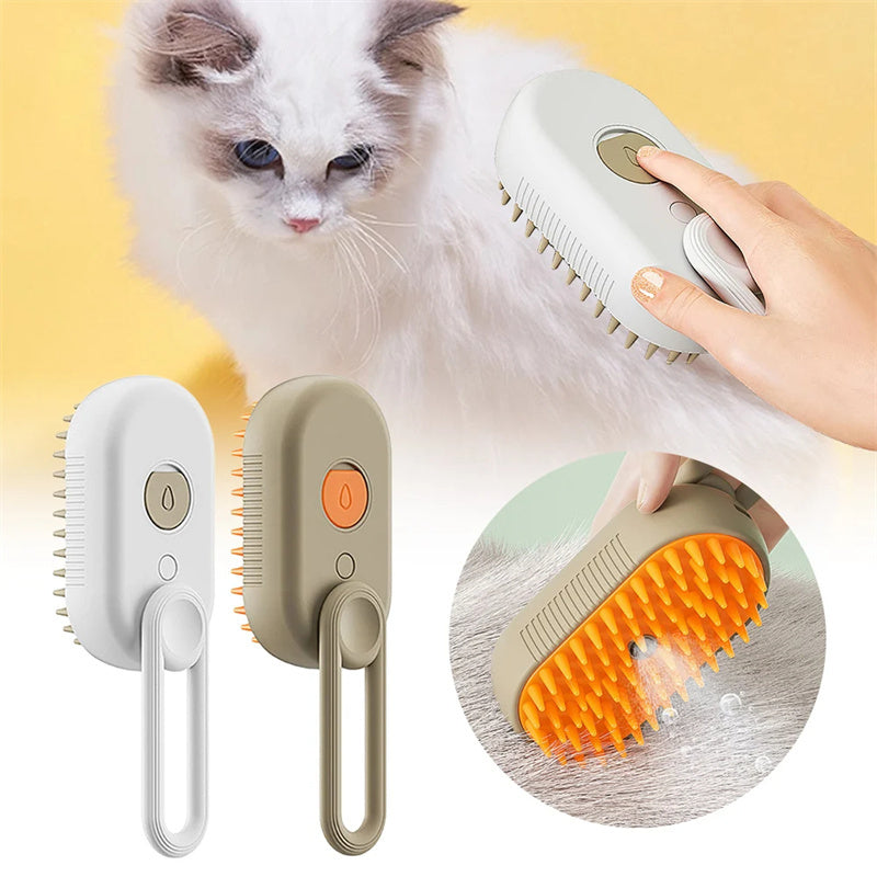 3-in-1 Electric Steam Pet Brush – Hair Removal, Massage & Grooming Comb for Cats & Dogs