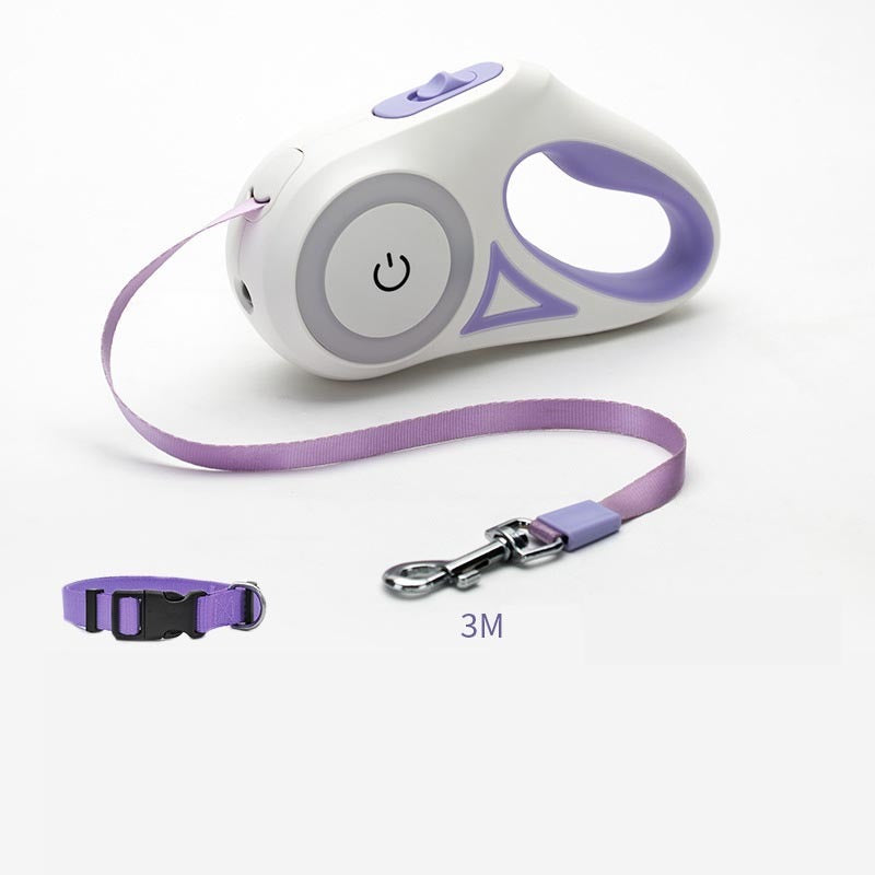 Retractable Dog Leash with Collar – Auto Traction Rope with Spotlight for Small & Medium Dogs