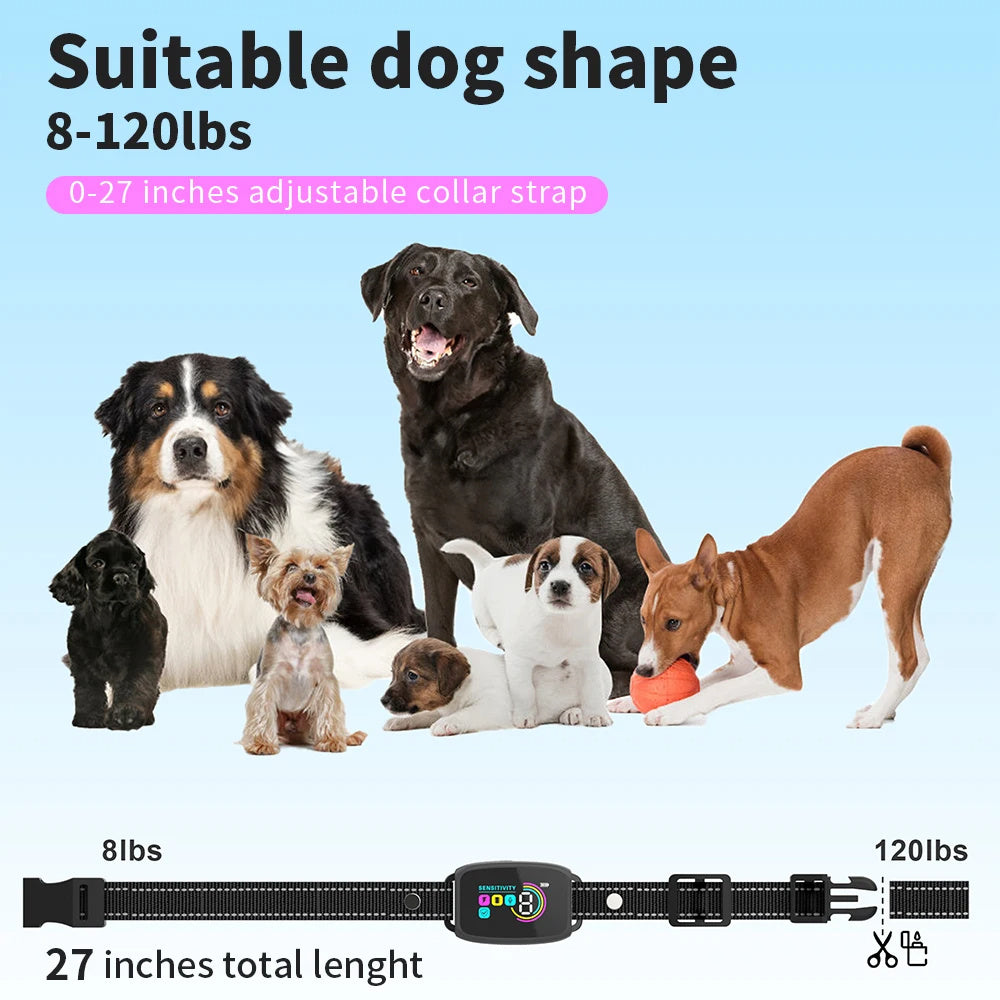 Smart Rechargeable Anti-Bark Dog Collar – HD Display, Waterproof, Bark Control Training Device for All Dog Sizes
