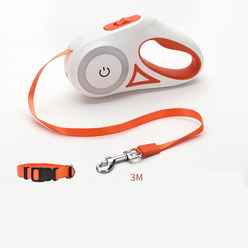Retractable Dog Leash with Collar – Auto Traction Rope with Spotlight for Small & Medium Dogs