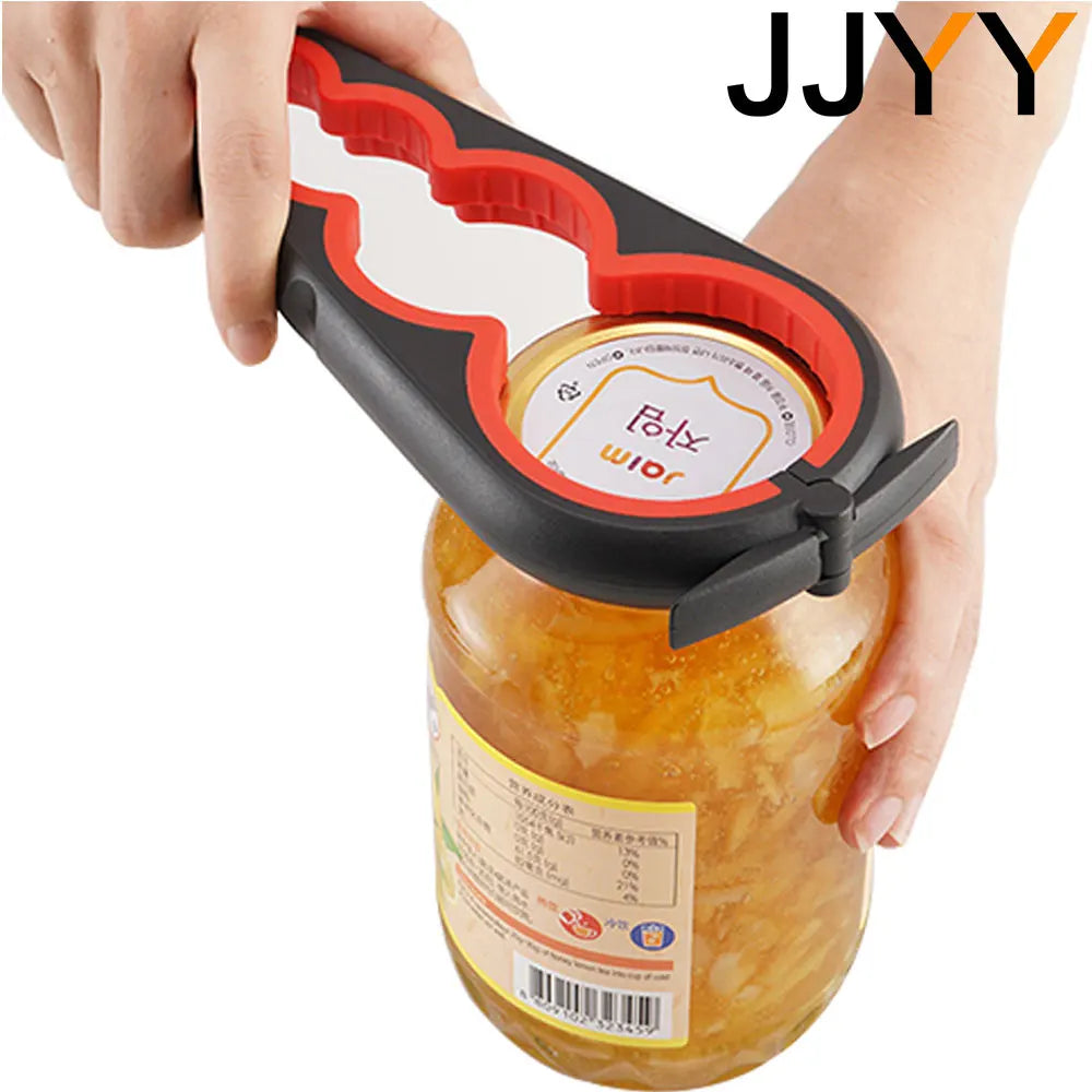 JJYY 5-in-1 Jar and Bottle Opener with Easy Grip – Quick Twist-Off Lid Remover for Bottles and Can Lids, Ideal for Everyday Cooking