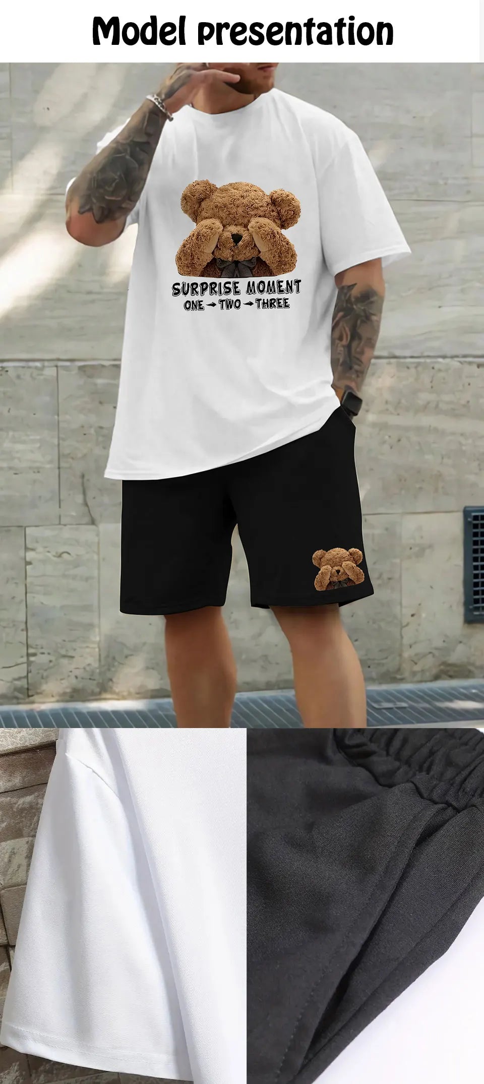 Men's Summer Two-Piece Set – Printed Short Sleeve T-Shirt & Shorts, Trendy Round Neck Sports Outfit for Casual Wear