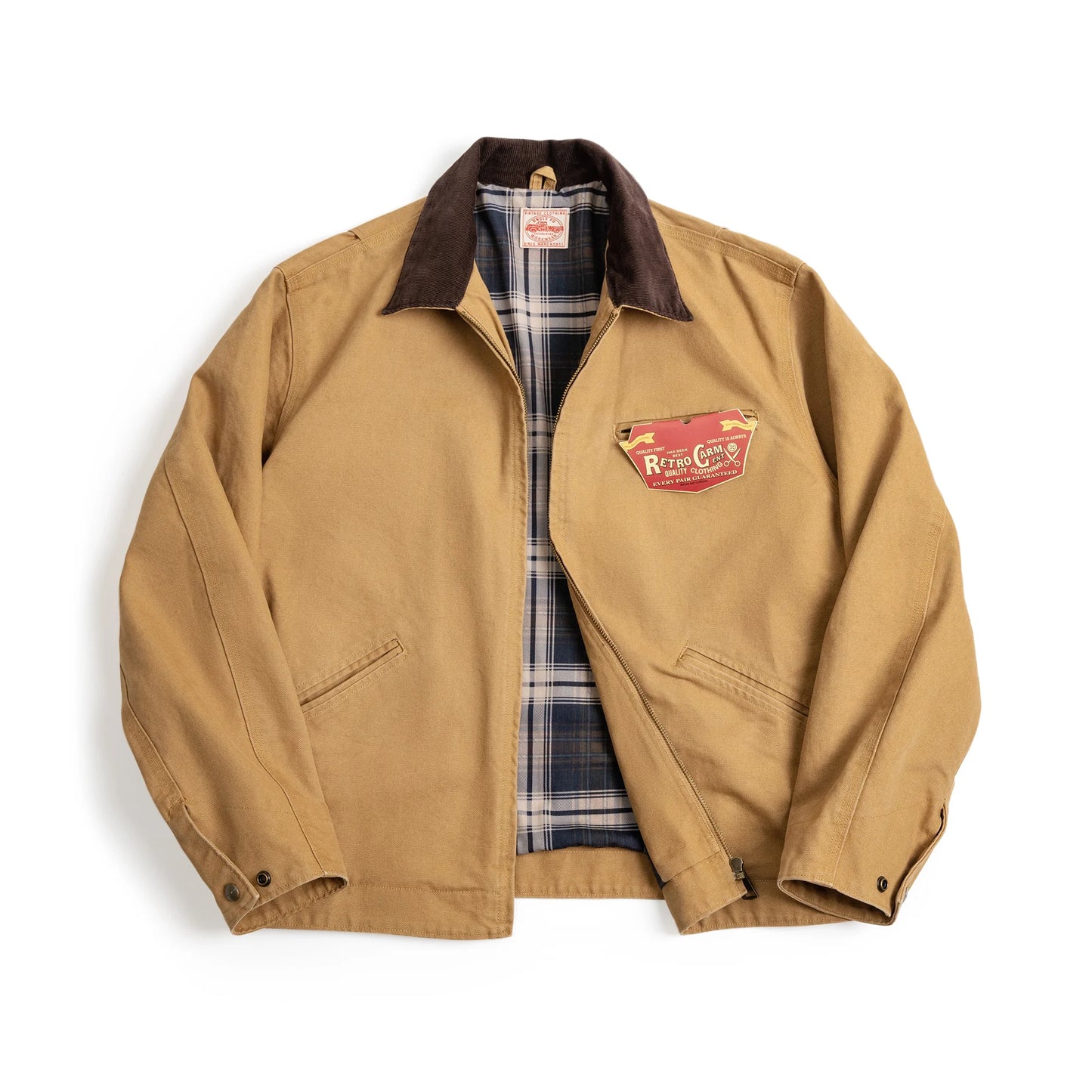 Maden Retro Interstellar J001 Canvas Detroit Hunting Jacket – Heavy-Duty Work Coat with Lapel Collar and Multiple Pockets