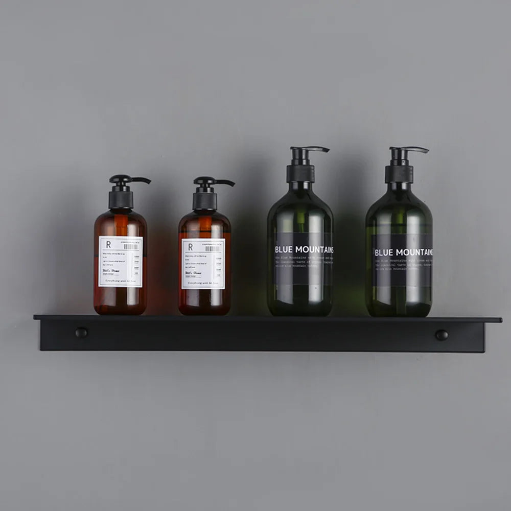 Matte Black Wall-Mounted Shelf – Modern Bathroom & Kitchen Storage Rack (30-50cm) – Shower Organizer Wholesale Promotion