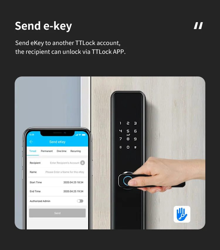 Waterproof TTLock Smart Bluetooth Door Lock – Biometric Fingerprint, Digital Code, WiFi-Enabled Electronic Intelligent Lock