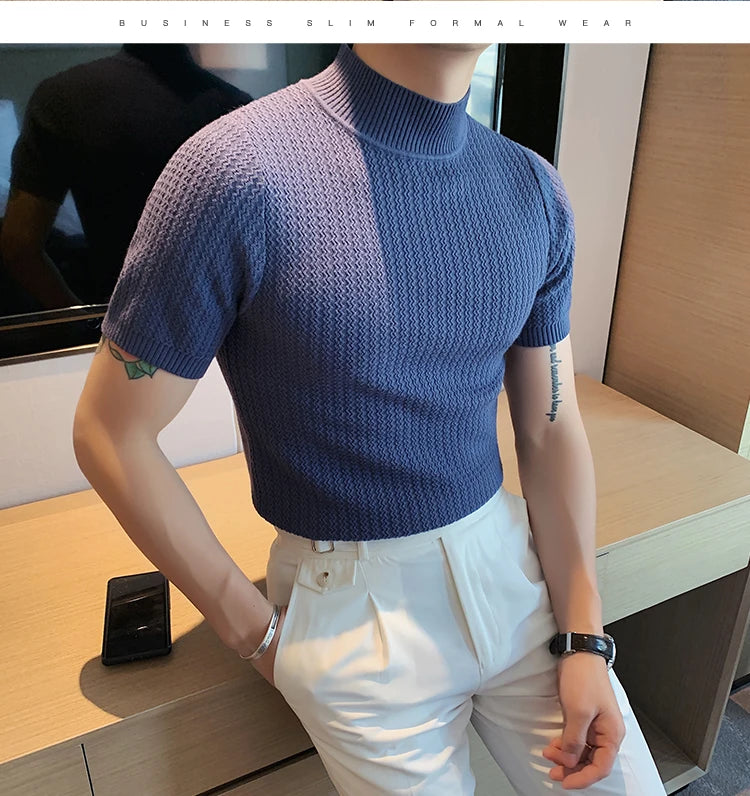 Men’s Slim Fit Turtleneck Sweater – Korean Style Casual Pullover for Autumn & Winter, Luxury Knitwear Available up to 4XL