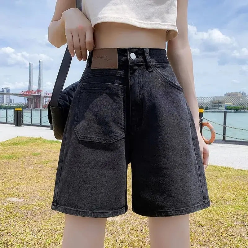 High-Waisted Lace Trim Denim Shorts – Cute Korean Style for Everyday Comfort & Style