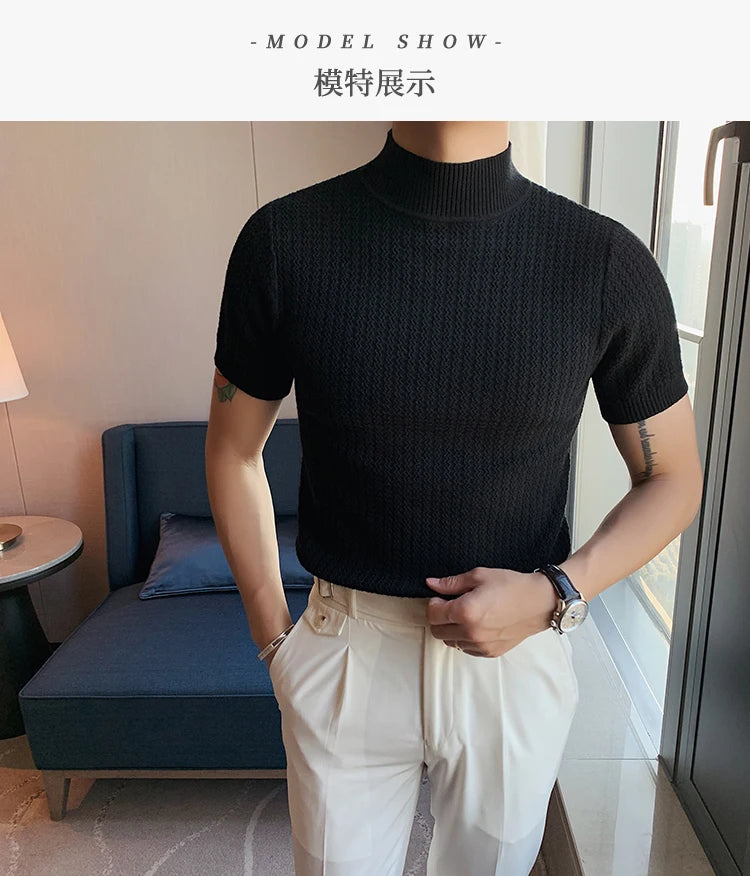 Men’s Slim Fit Turtleneck Sweater – Korean Style Casual Pullover for Autumn & Winter, Luxury Knitwear Available up to 4XL