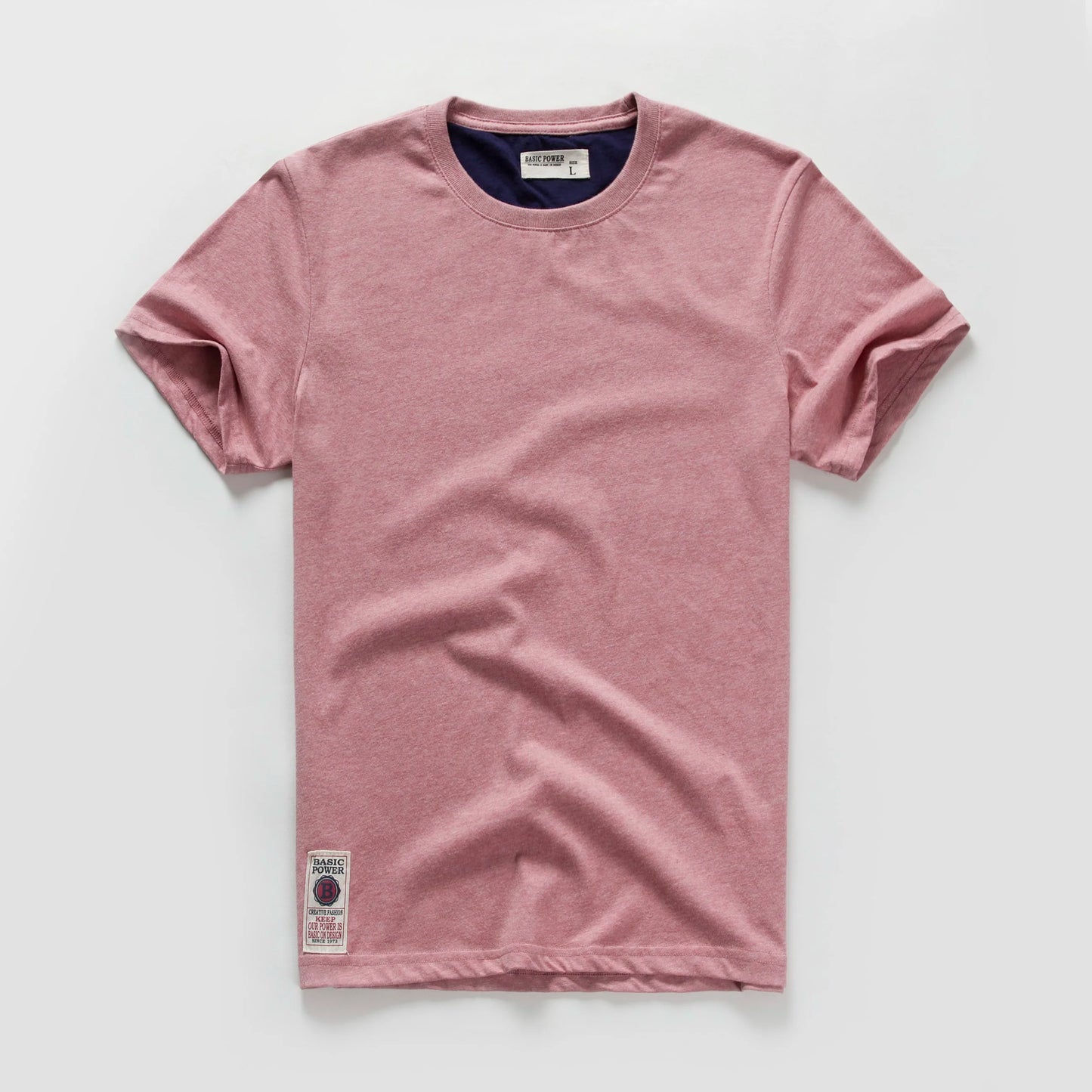 New Men's Cotton Solid Color Short Sleeve T-Shirt – Multi Pure Colors, Fancy Yarn Fabric in Wine, White, and Blue