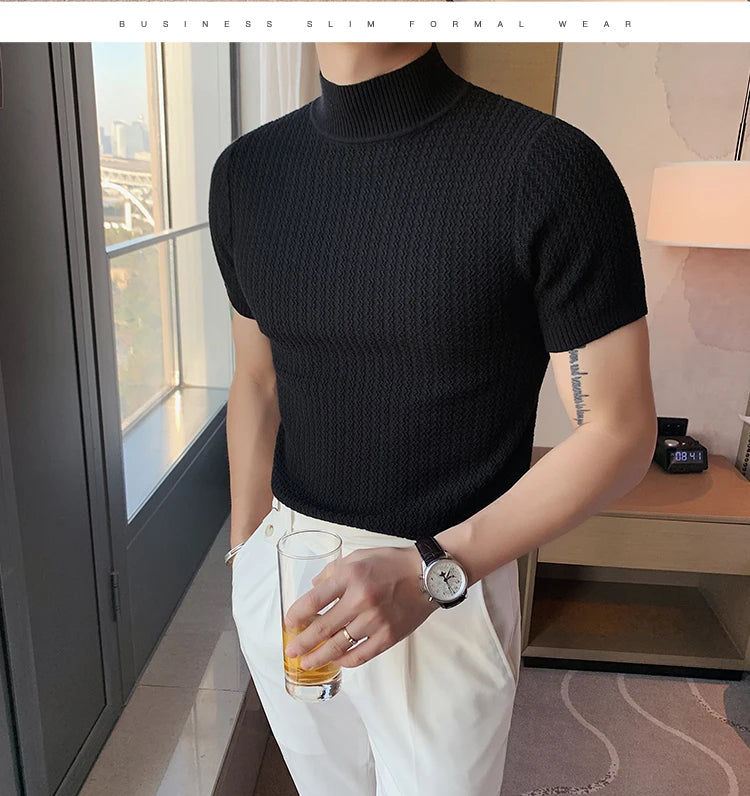 Men’s Slim Fit Turtleneck Sweater – Korean Style Casual Pullover for Autumn & Winter, Luxury Knitwear Available up to 4XL