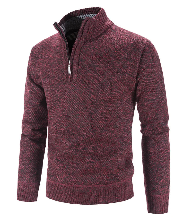 Men’s Warm Half-Zip Turtleneck Sweater – Thick Fleece Knit Pullover for Winter & Spring | Slim Fit Wool Jumper 3XL
