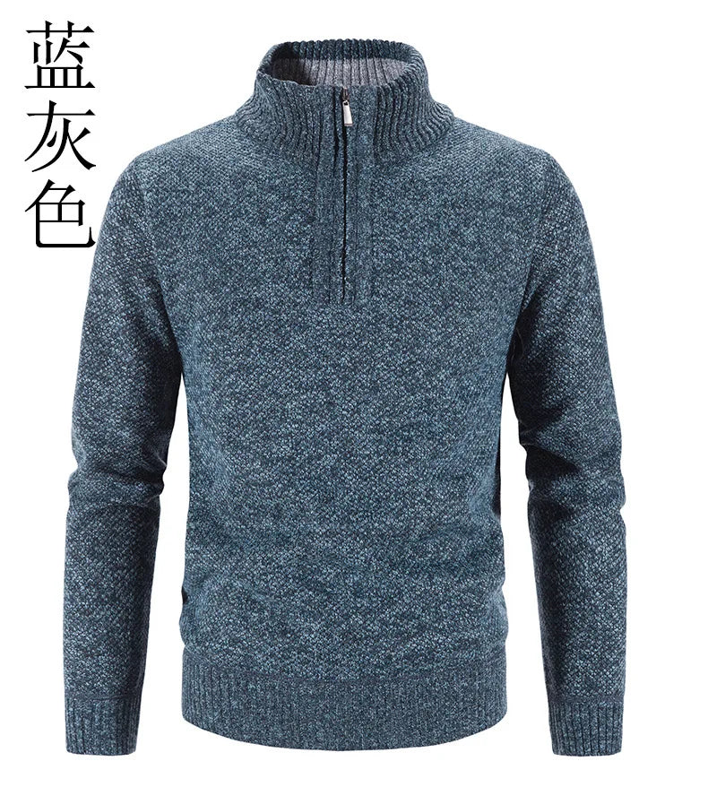 Men’s Warm Half-Zip Turtleneck Sweater – Thick Fleece Knit Pullover for Winter & Spring | Slim Fit Wool Jumper 3XL