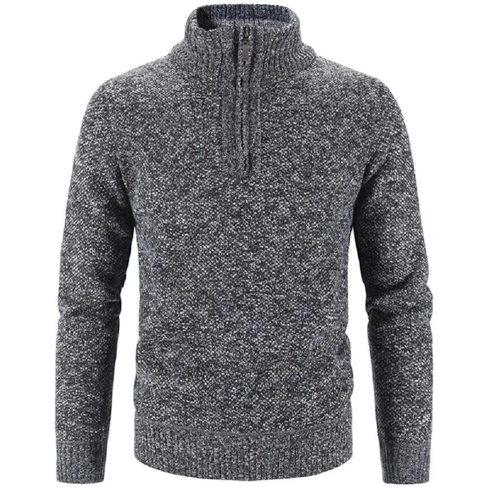 Men’s Warm Half-Zip Turtleneck Sweater – Thick Fleece Knit Pullover for Winter & Spring | Slim Fit Wool Jumper 3XL