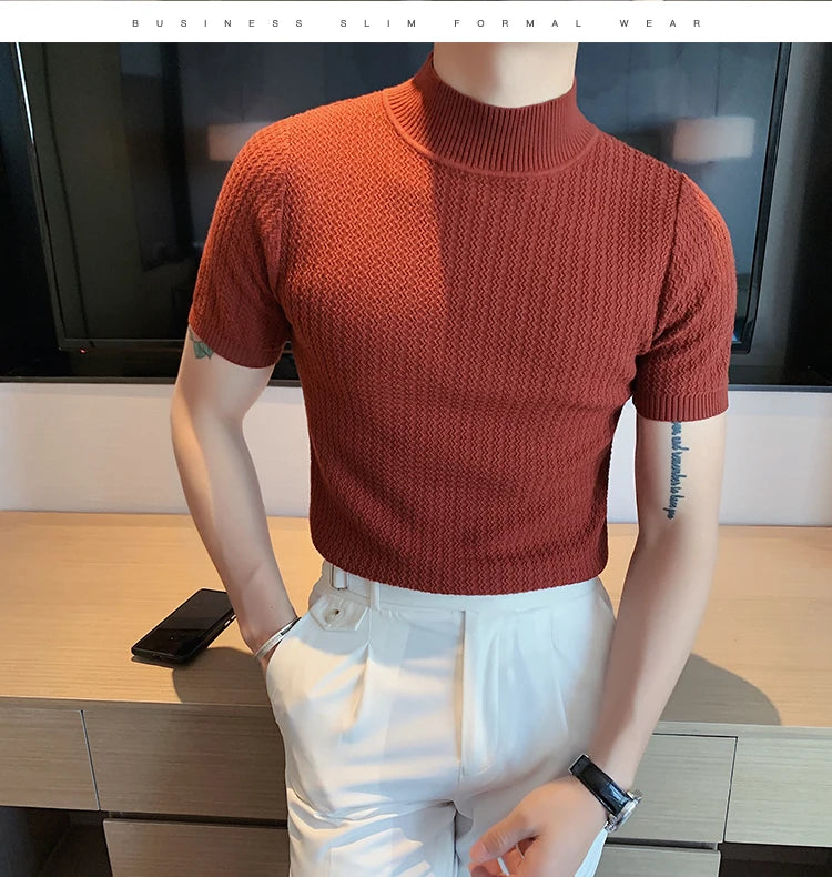 Men’s Slim Fit Turtleneck Sweater – Korean Style Casual Pullover for Autumn & Winter, Luxury Knitwear Available up to 4XL