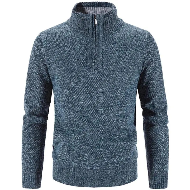 Men’s Warm Half-Zip Turtleneck Sweater – Thick Fleece Knit Pullover for Winter & Spring | Slim Fit Wool Jumper 3XL