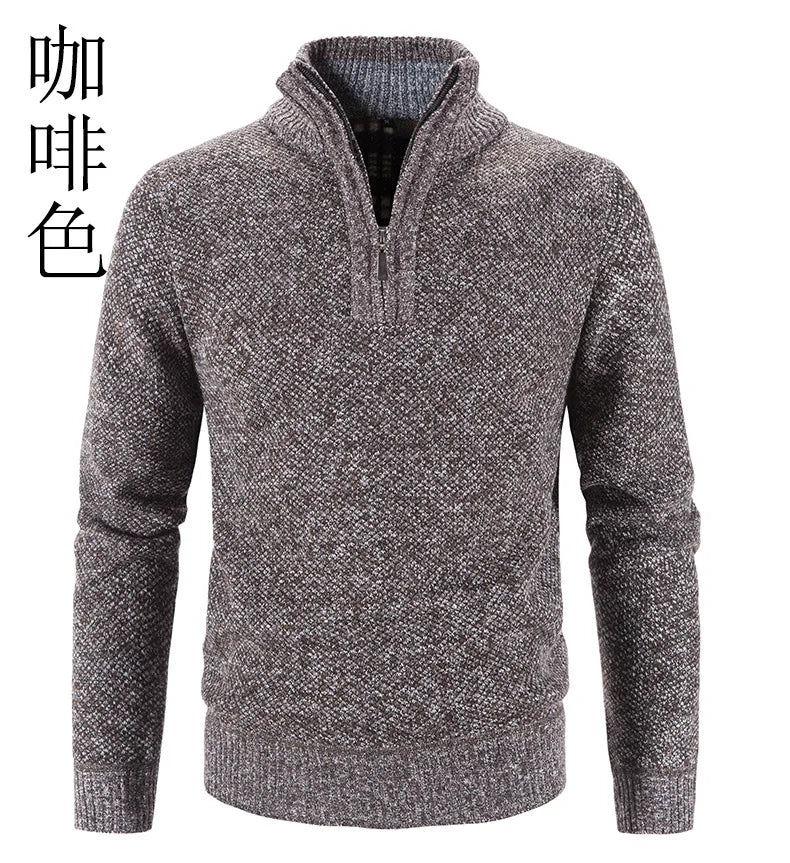 Men’s Warm Half-Zip Turtleneck Sweater – Thick Fleece Knit Pullover for Winter & Spring | Slim Fit Wool Jumper 3XL