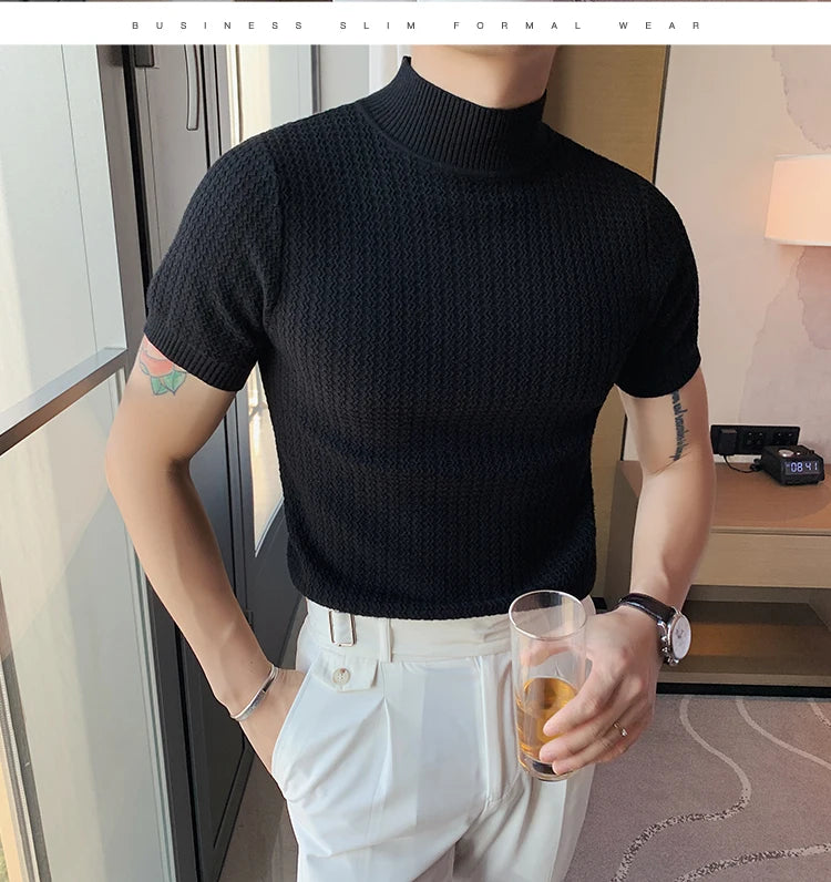 Men’s Slim Fit Turtleneck Sweater – Korean Style Casual Pullover for Autumn & Winter, Luxury Knitwear Available up to 4XL