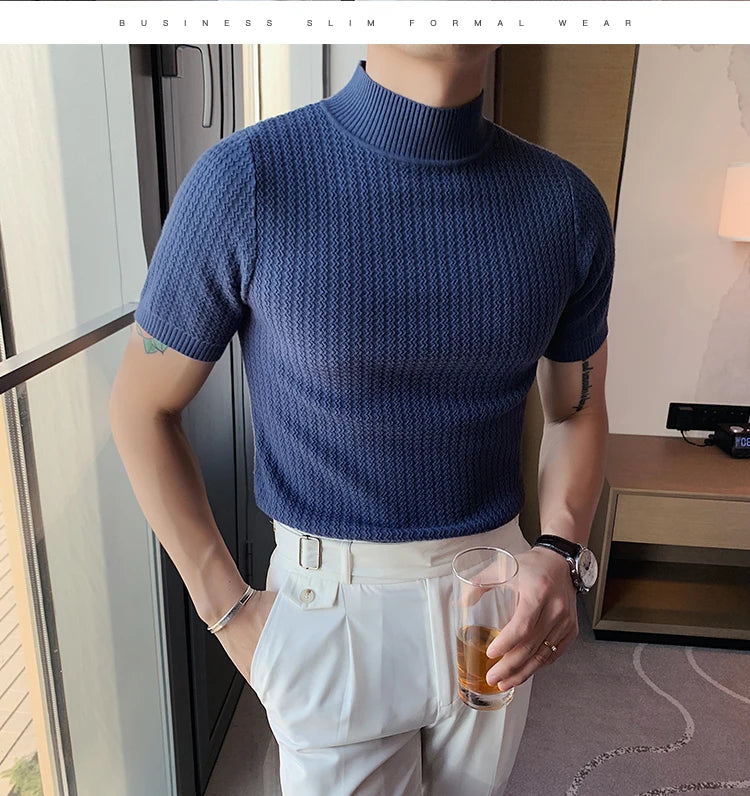 Men’s Slim Fit Turtleneck Sweater – Korean Style Casual Pullover for Autumn & Winter, Luxury Knitwear Available up to 4XL