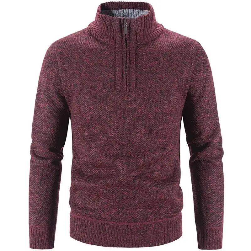 Men’s Warm Half-Zip Turtleneck Sweater – Thick Fleece Knit Pullover for Winter & Spring | Slim Fit Wool Jumper 3XL