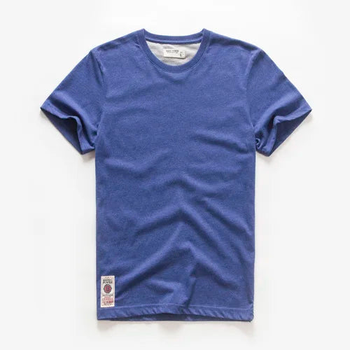 New Men's Cotton Solid Color Short Sleeve T-Shirt – Multi Pure Colors, Fancy Yarn Fabric in Wine, White, and Blue