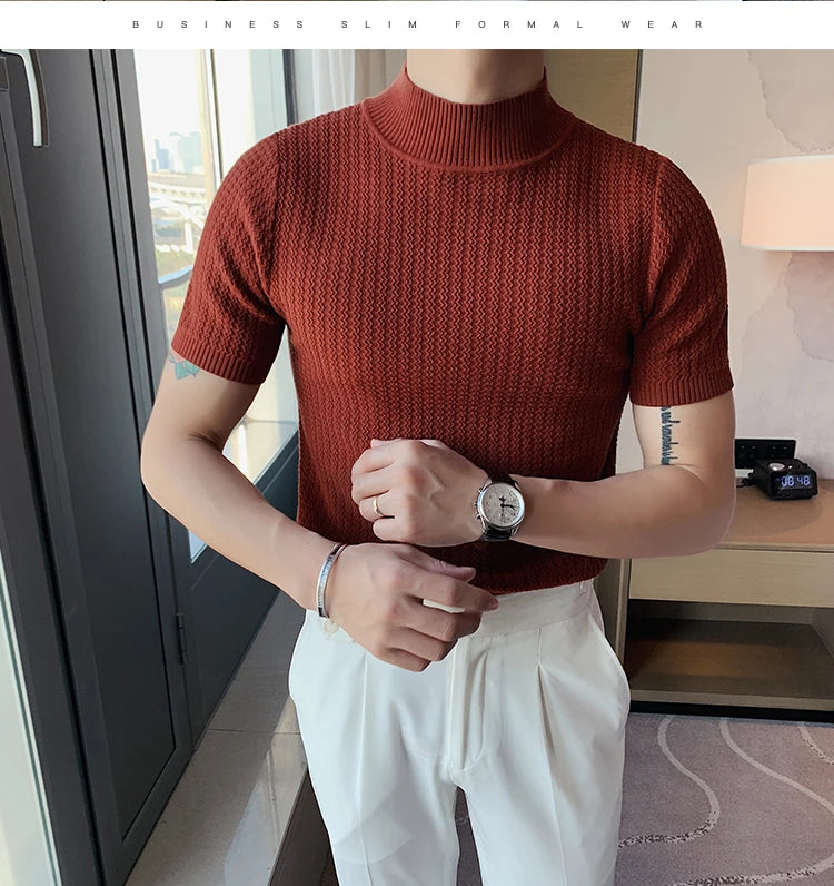 Men’s Slim Fit Turtleneck Sweater – Korean Style Casual Pullover for Autumn & Winter, Luxury Knitwear Available up to 4XL