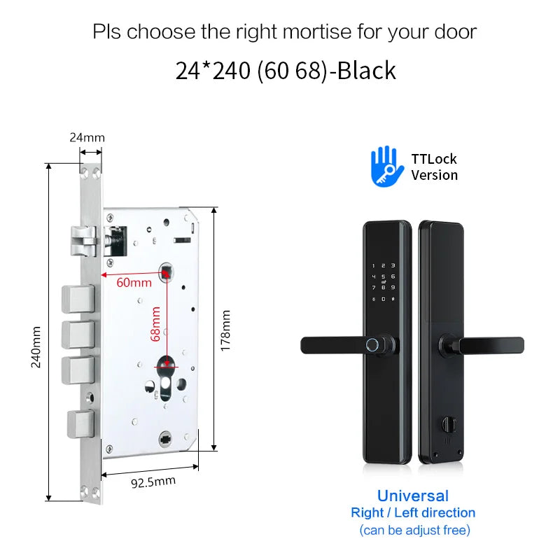 Waterproof TTLock Smart Bluetooth Door Lock – Biometric Fingerprint, Digital Code, WiFi-Enabled Electronic Intelligent Lock